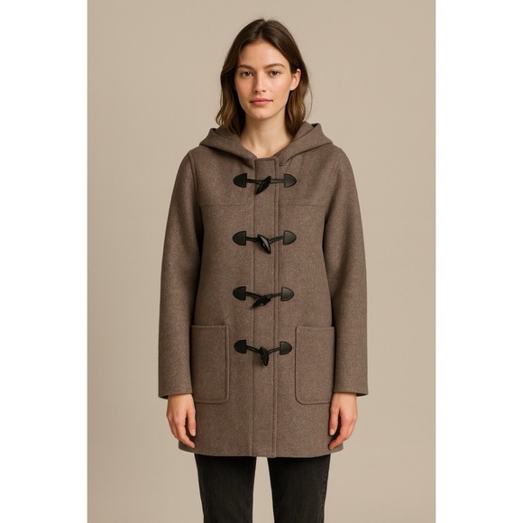 J. Jill Wool Angora Rabbit Hair Hooded Toggle Coat - Picture 1 of 10